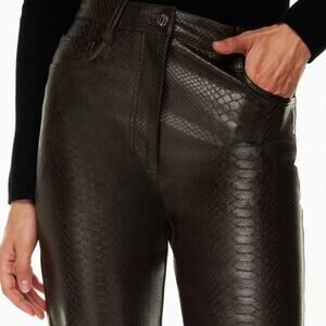 Aritzia Wilfred Melina Python Vegan Leather Straight Leg Pants Brown Size 4